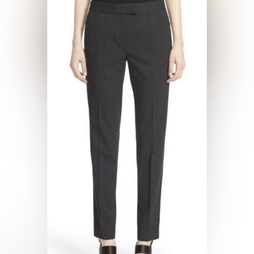 Lafayette 148 New York Irving Straight Leg Stretch Wool Pants gray size 8